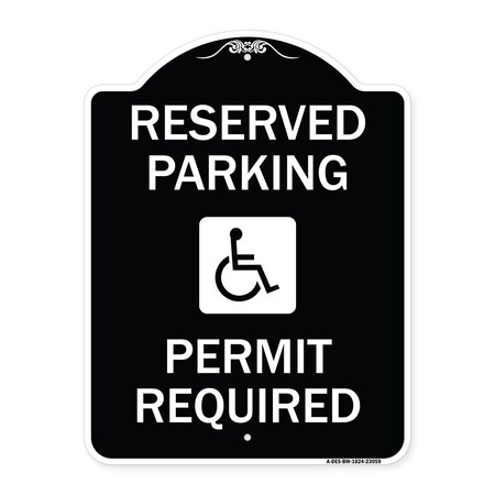 Signmission Reserved Parking Permit Required W/ Graphic Heavy-Gauge Aluminum Sign, 24" x 18", BW-1824-23059 A-DES-BW-1824-23059